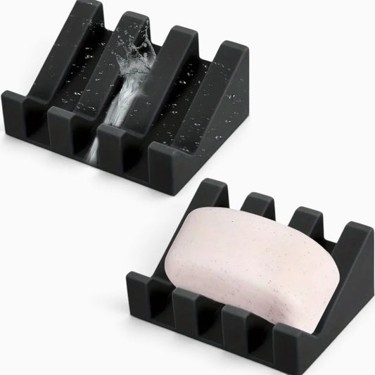 Porte savon liquide en silicone avec plateaux étagés en cascade pour savons solides et liquides