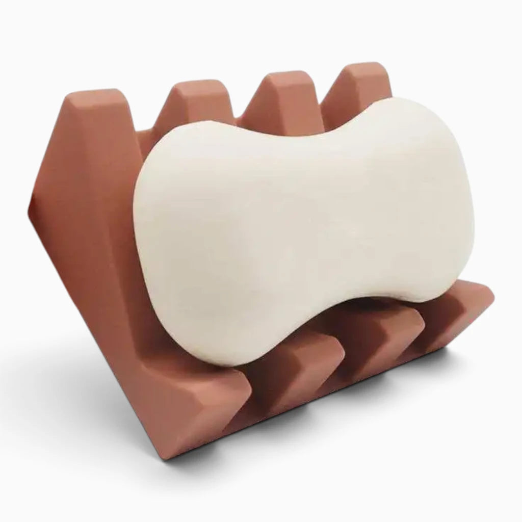 Support savon lingerie silicone durable, design compact avec circulation d'eau intégrée