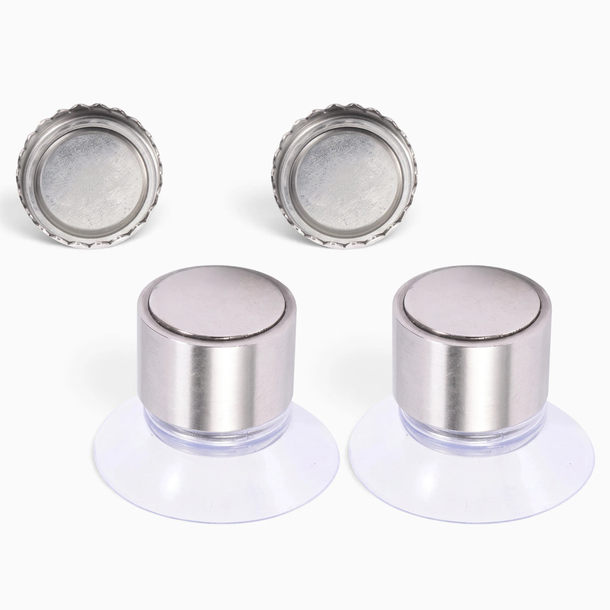 Lot de deux porte-savons magnétiques équipant une douche moderne avec carrelage gris