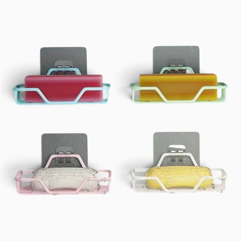 Accessoire rangement savon mural minimaliste, fixation rapide sans outils