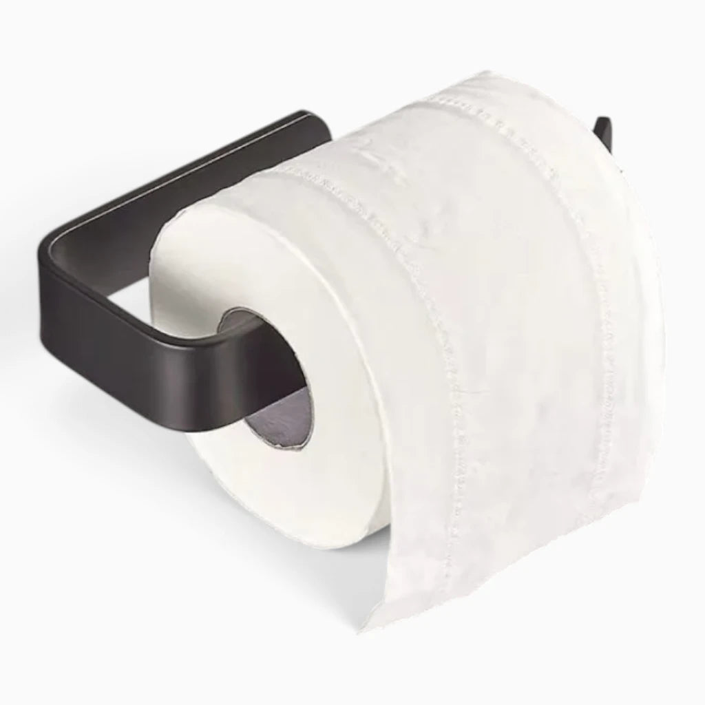 Porte papier toilette adhésif blanc fixé au mur sans perçage près de la cuvette