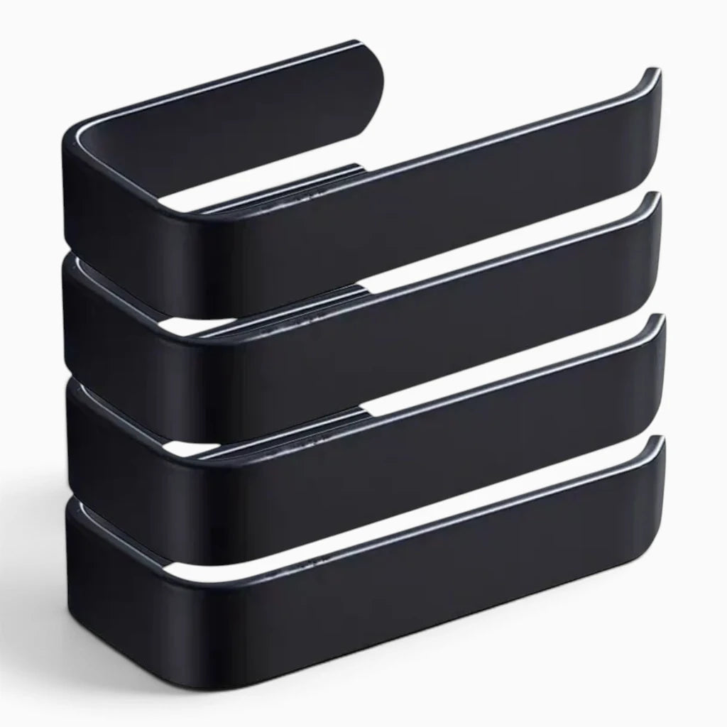 Support papier toilette autocollant noir épuré sans vis ni perçage