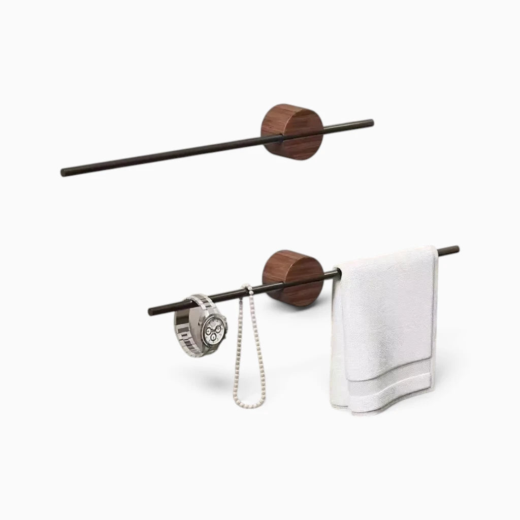Porte serviette murale bois avec barres horizontales rangement serviettes