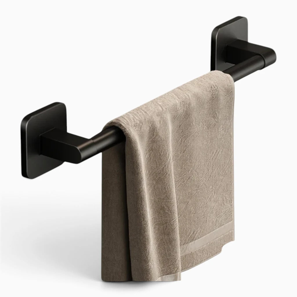 Porte serviette murale noir sans perçage, design épuré et discret pour décoration intérieure