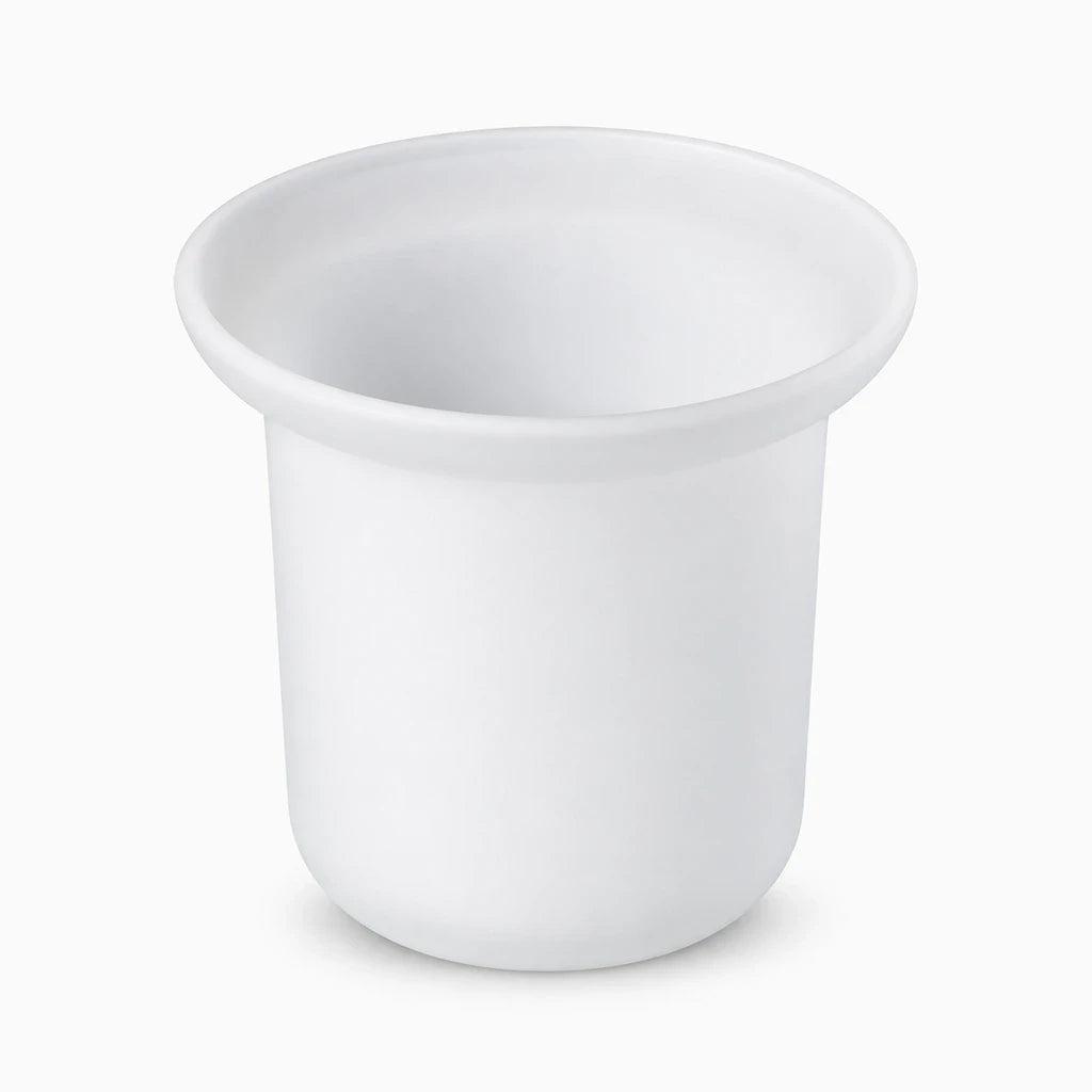 Pot brosse wc blanc et transparent, rangement discret des accessoires toilette