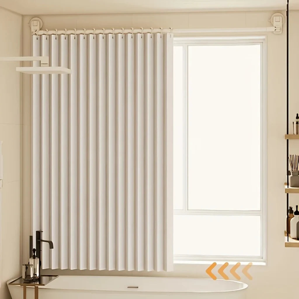 Rideau de douche haut de gamme en situation dans la salle de bain
