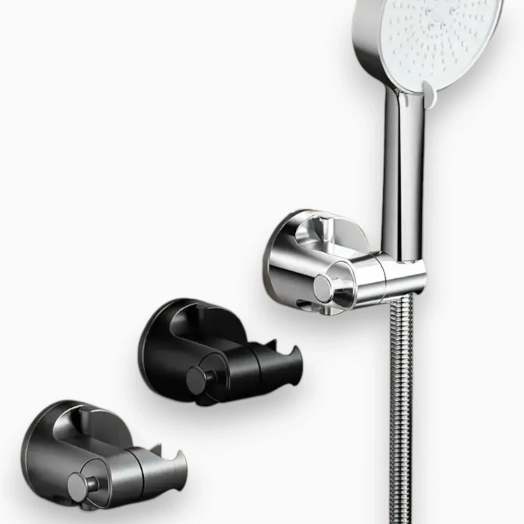 Bras support pommeau ventouse douche positionné pour utilisation confortable familiale