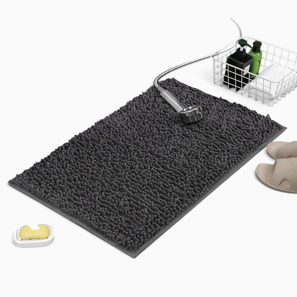 Tapis chenille salle de bain avec texture douce au toucher, vue de détail