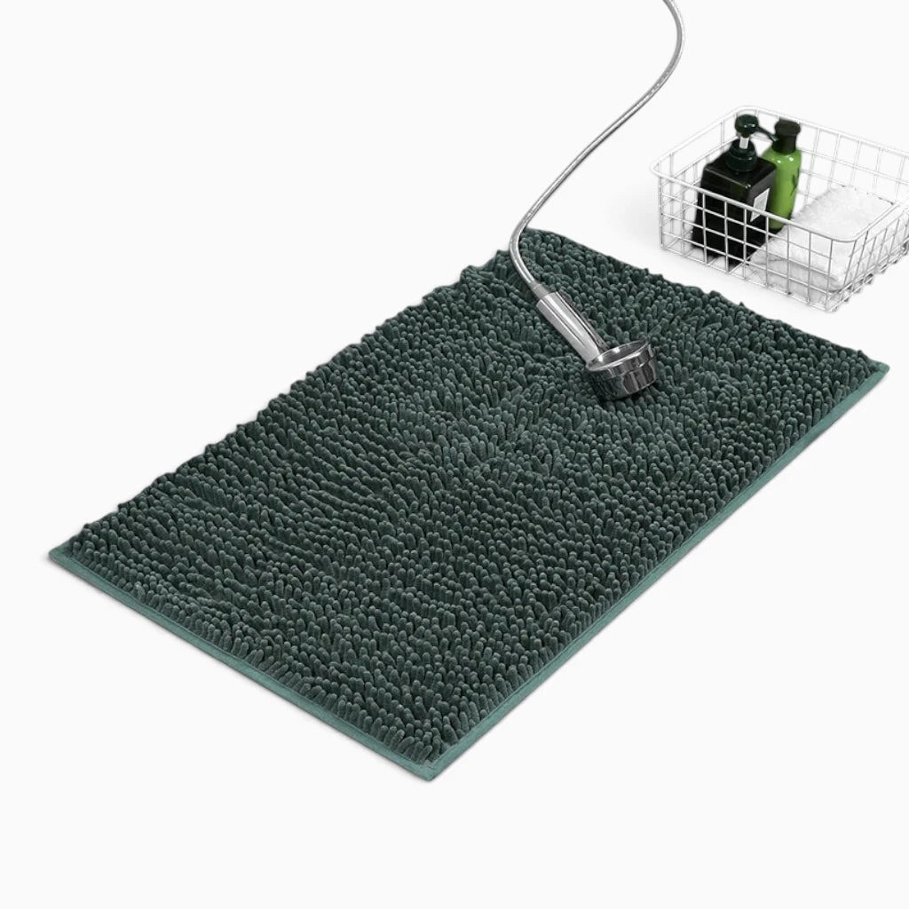 Tapis salle de bain chenille de forme rectangulaire en teinte beige clair