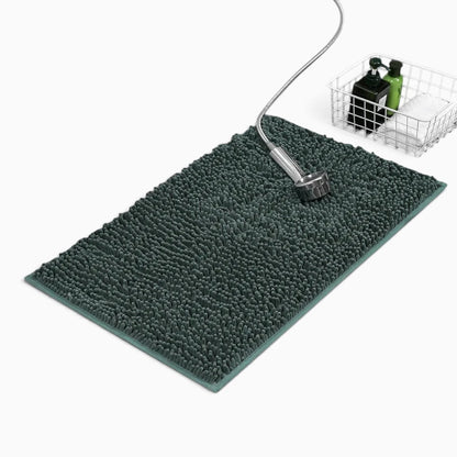 Tapis salle de bain chenille de forme rectangulaire en teinte beige clair